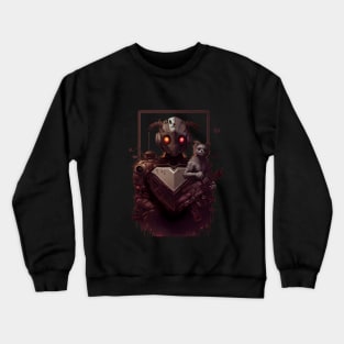 Comic-Style: AI Cyborg Robot and a Cat and the Apocalypse Crewneck Sweatshirt